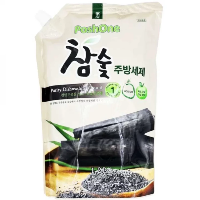 Натуральное средство для мытья посуды PoshOne Charcoal (Древесный уголь) 1,2л